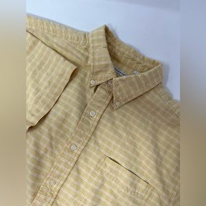 Knightsbridge Men Dress Shirt Large Button Down Collar Short Sleeve Yellow GHO9.